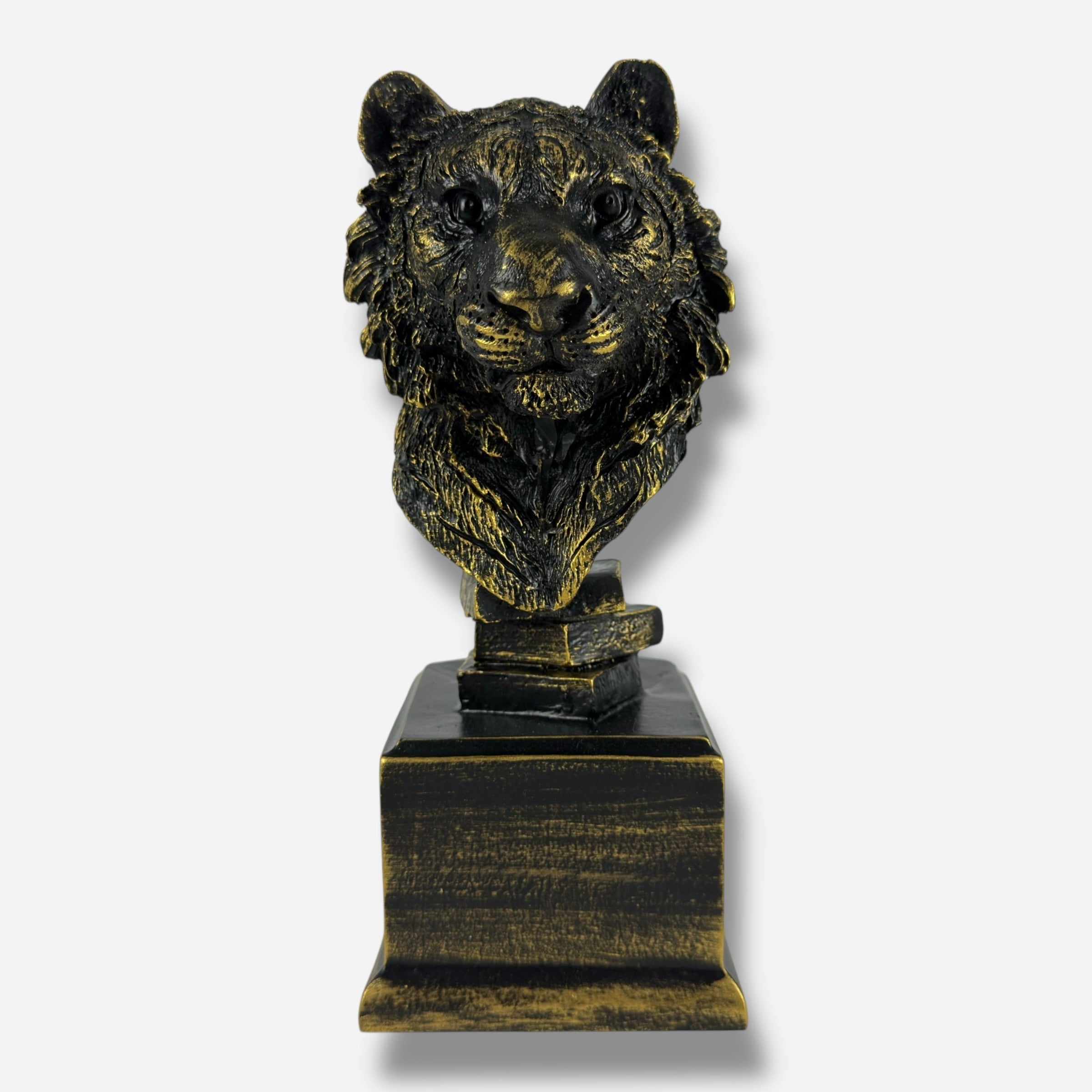 Tiger Head Sculpture on Pedestal