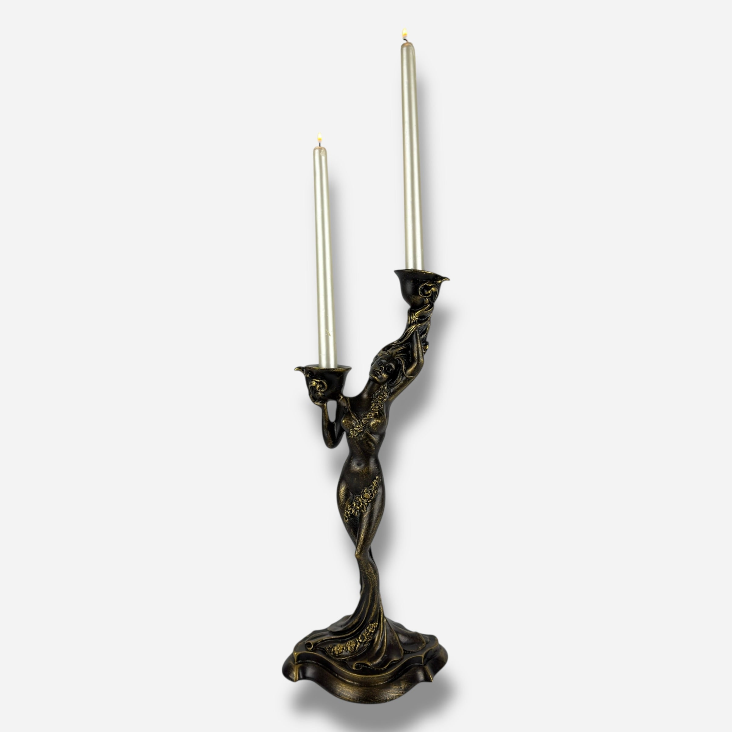Elegant Woman Candelabra Statue