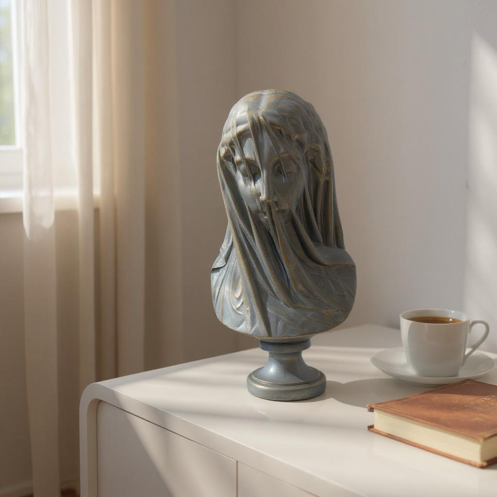 Veiled Virgin Mary Bust Statue