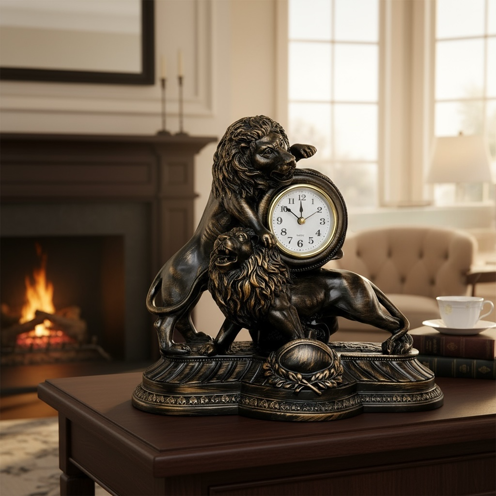 Regal Lion Table Clock