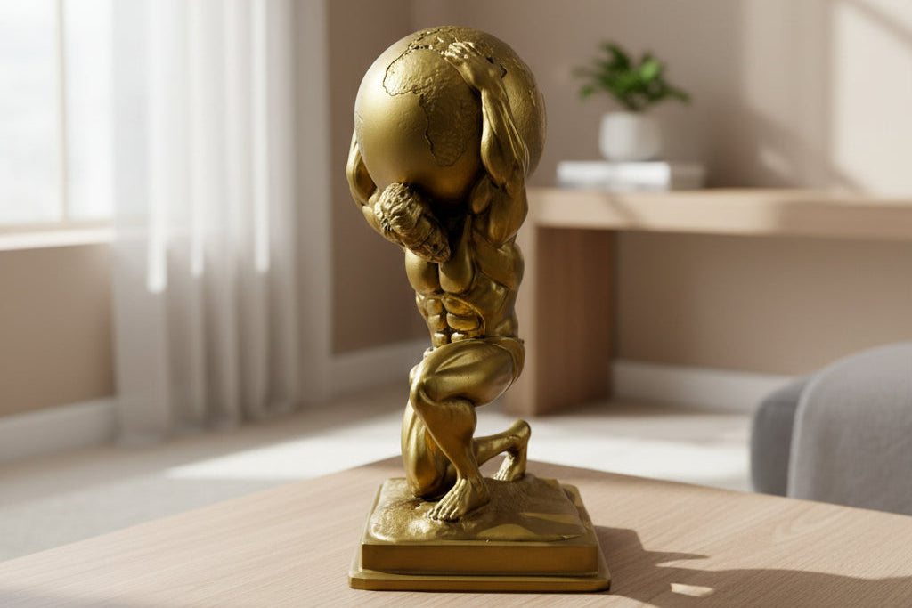 Atlas Holding Globe Sculpture